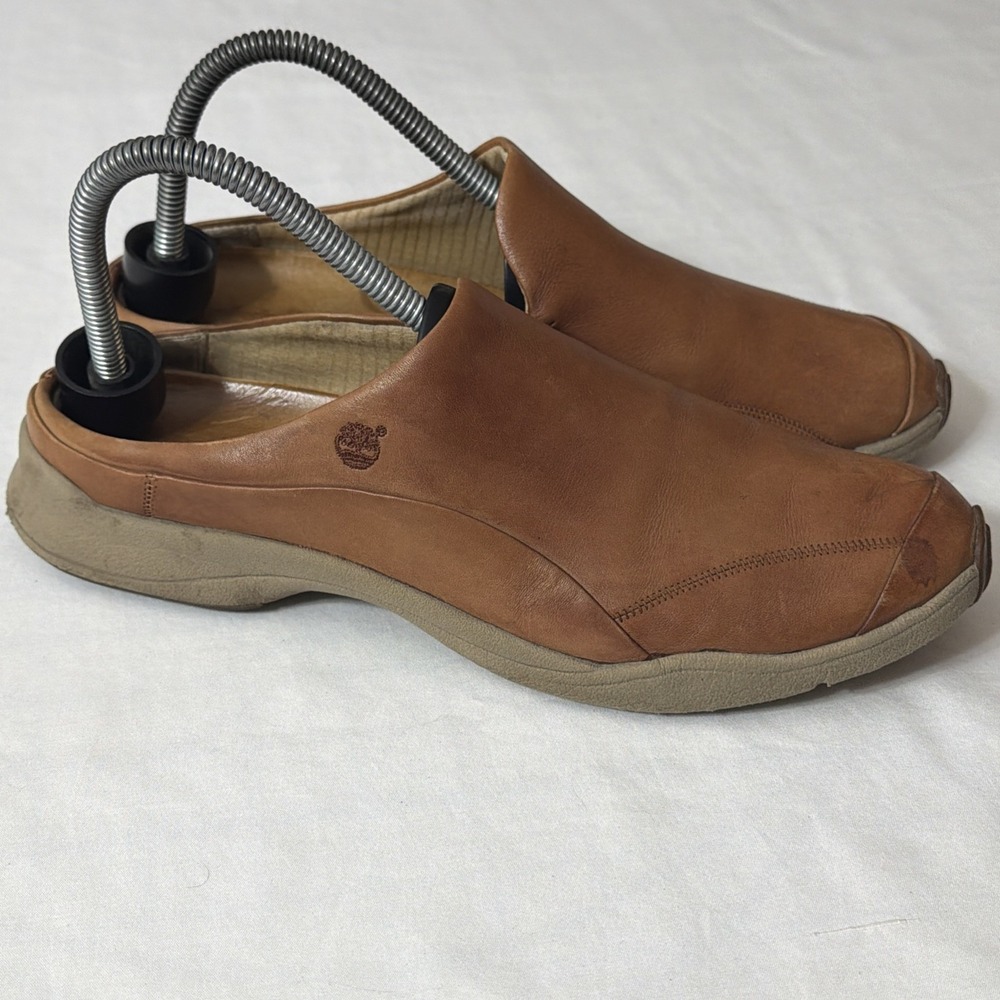 Timberland Womens Size 8.5‎ M Smartwool Tan Suede Slip On Clogs Shoes Mule Shoe